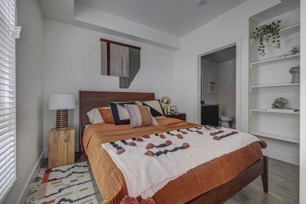 Bedroom with hardwood flooring