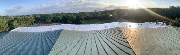 Applied a white Silicone Roof Coating over entire Roof