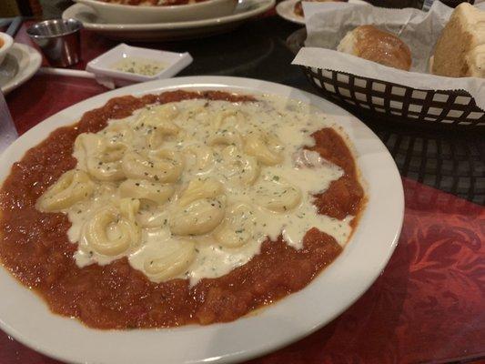 Tortellini Alfredo with marinara