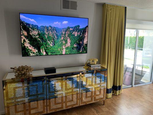 We provided & installed this 55" Sony TV in Palm Springs. No wires & looks incredible.