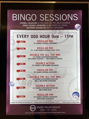 Bingo session info