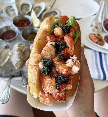 Lobster roll topped with SoPo caviar