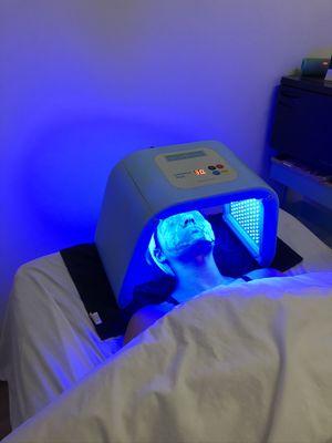 Acne Facial! Blue LED light therapy is great for killing the acne bacteria.