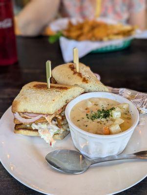 Cod Po Boy and clam chowder