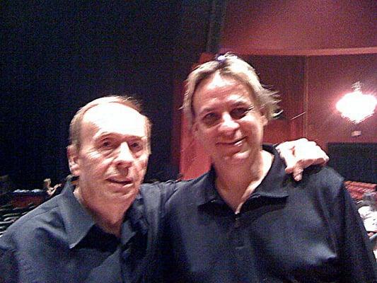 Award-winning composer and guitarist Vince Lauria with renowned recording studio engineer Geoff Emerick (The Beatles).