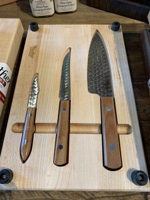 Cutting board set with recessed magnetized holder's