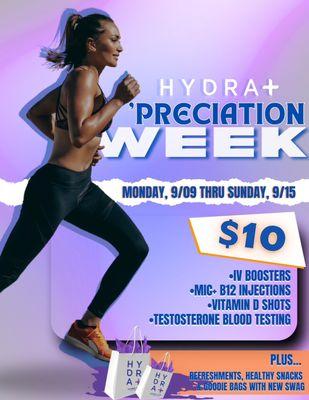 Join us for Hydra Plus Appreciation Week. Enjoy exclusive deals, refreshing treats, and a splash of fun!