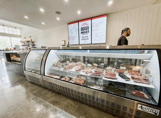 Expansive butcher case.