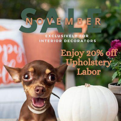 Karen & Don Designers offers a special discount on labor costs for interior designers. Nov. 2024 Upholstery Labor Discount Fort Lauderdale