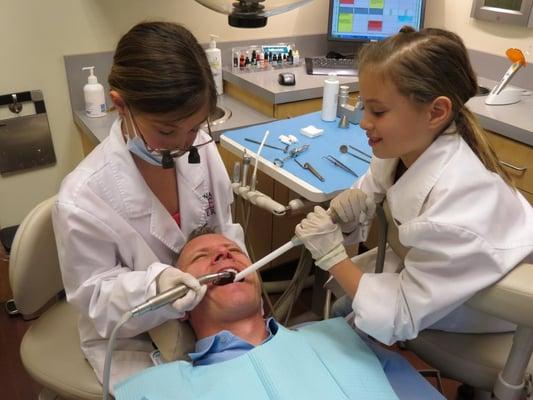 February is National Children's Dental Health month.. let the kids pretend to be the doctor and Dr. B got to be the patient!