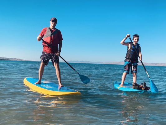 Paddle boards and paddles rented from Bad Apple Eddy's