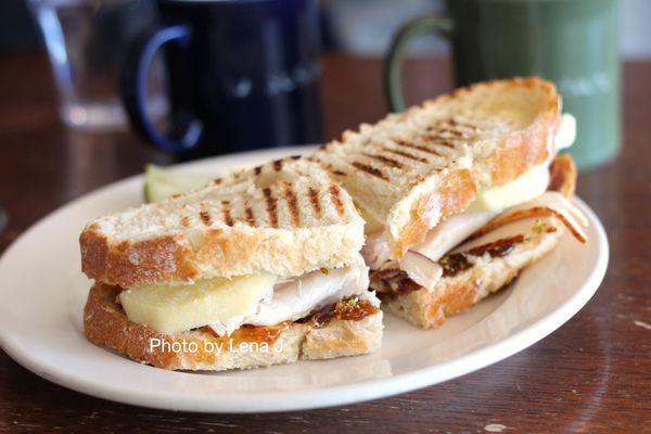 Pistachio Turkey Sandwich ($12.50) - my favorite sandwich here. Pistachio crumbles, turkey, goat cheese, fig preserves, apple slices.