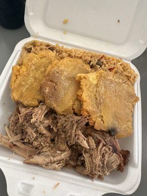 Pernil rice and tostones