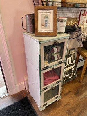 Michelle Nicholson's original bakery. Customers would order loaves of bread which would then be picked up from this cubby on her porch.