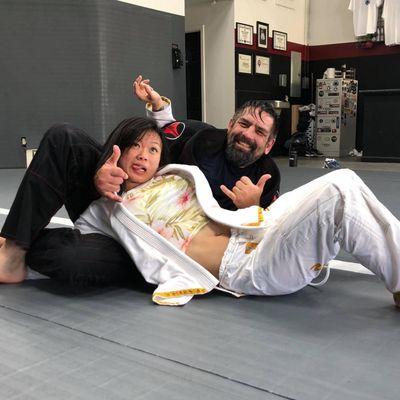 Alan flexing during open mat