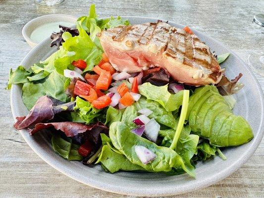 Special spring salad with grilled ahi tuna