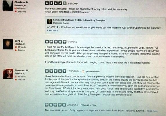 These are the wonderful reviews left by our awesome customers, that unfortunately Yelp would not publish. Thank you always! :)