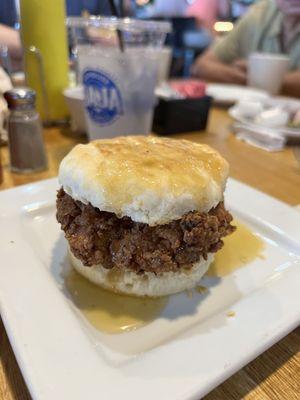 Breakfast Honey butter chicken biscuit. Came in hot & tasty!  Flaky but really good! $5.99