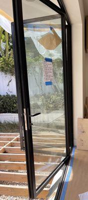 Our bi-fold door is crooked and most likely a safety hazard. They still have not been able to repair it.