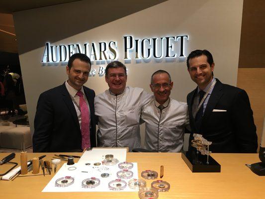 Gilad Zadok, Alain Petitpas, AP Product Quality Manager; Francisco Pasandin, Curator of Audemars Piguet Heritage Workshop; Jonathan Zadok