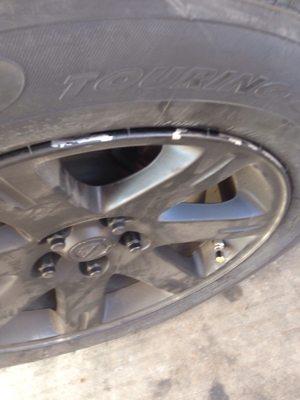 Damaged wheels from poor service. Employees and owner argued that the damage was already there and called me a liar.