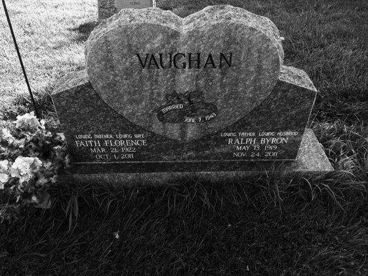 Note the dates they passed away. Mr. Vaughan said he could wait no longer to be with his wife.