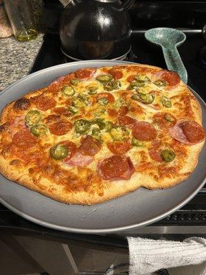 Custom Medium Pizza: Pepperoni, Canadian Bacon, and Jalapeños