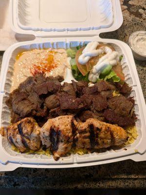 Gyro meat combo with chicken skewer