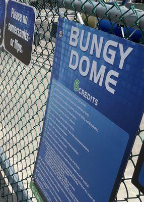 Bungy Dome rules - no flips and rule sign says "only vertical movements allowed. So literally just up and down over and over.