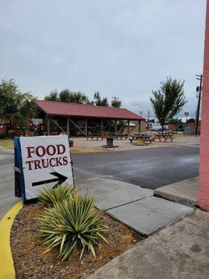 Tables to eat next to the loaded bowl restaurant