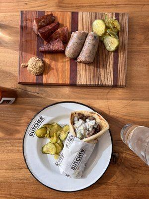 Lamb pita and boudin