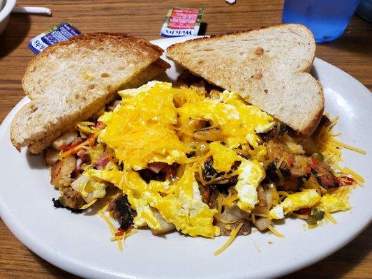 Scramble w wheat toast- very good!