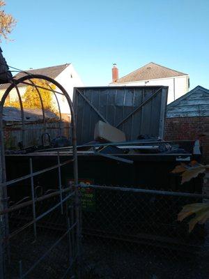 10 cubic ton dumpster to clean out garage.