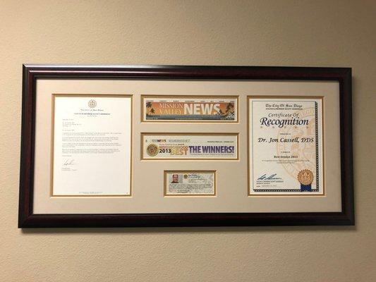 Awarded "Best Dentist" in 2013 by City of San Diego!