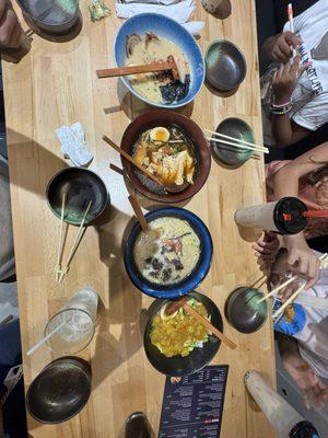 From top to bottom or left to right, Aki Ramen, Chicken Ramen, Cowboy Beef Ramen and Chicken Curry.