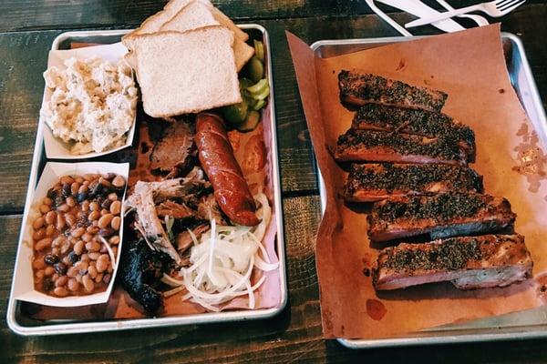 BBQ goods. Combo platter + ribs