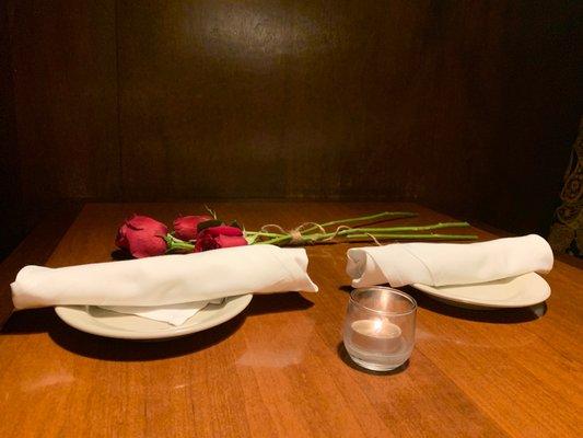 Private table with the curtain allows some privacy for more special dates.