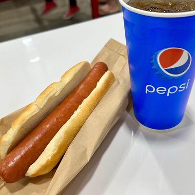 Hot dog and soft drink