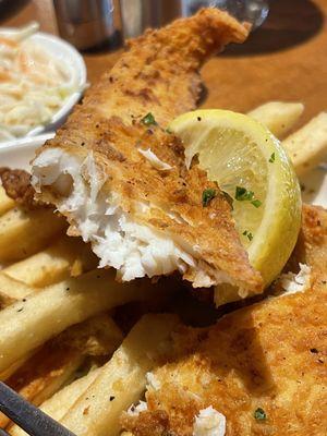 Fish & Chips from their lunch menu.  You won't find any grease... it was cooked and breaded perfectly.