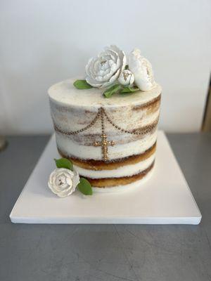 First Communion Naked Cake