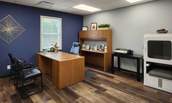 Hearing exam room where hearing tests are done.