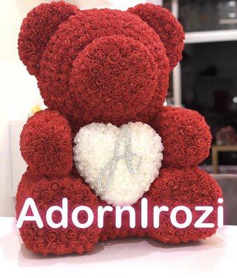 Our 27 inch Irozi Bear. Personalized with an Initial