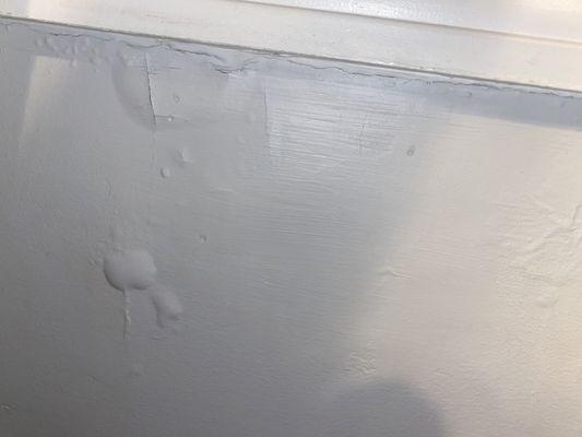 Paint bubbling up on the walls form the windows leaking during the rain. In both bedrooms every time it rained the entire tenancy.