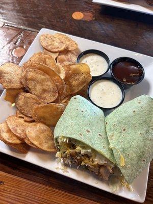 Chicken wrap & Saratoga chips