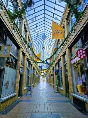 Enter through Nichols Arcade