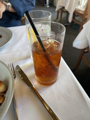 Iced tea with orange water