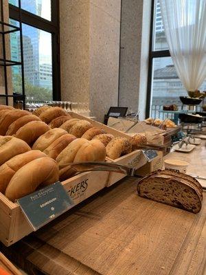 Side angle of complimentary breakfast bar for guests