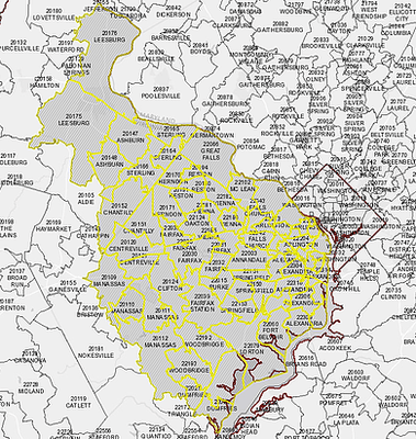 Northern Virginia Gutter Cleaning Service Area Map