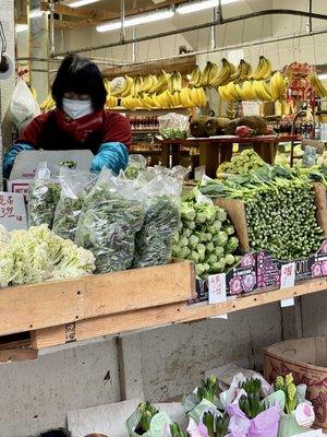 Auntie prepping fresh produce.