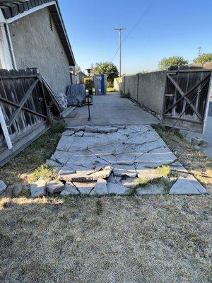 Before picture of broken side driveway